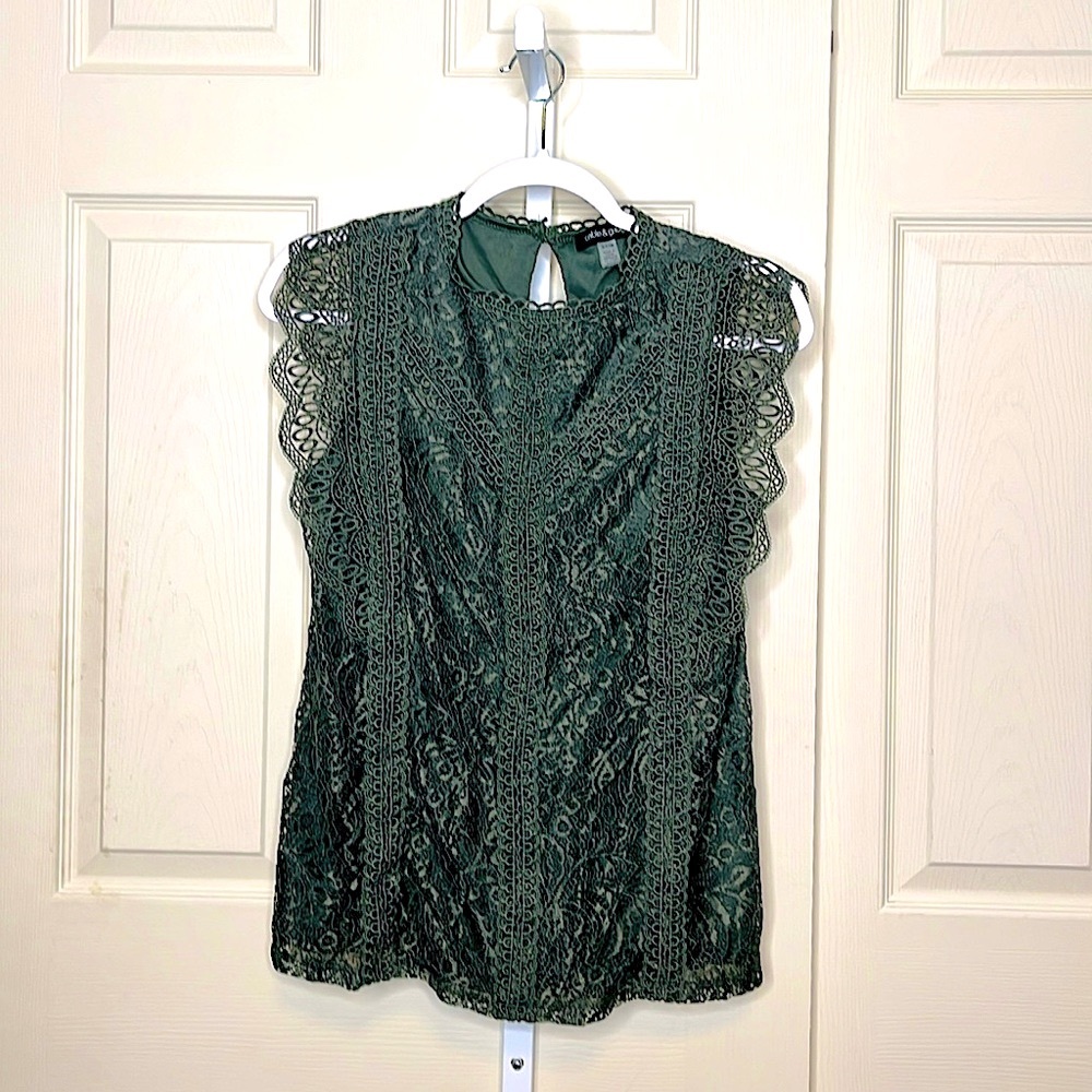 Cable & Gauge Lace Blouse Top Size S - Picture 3 of 13